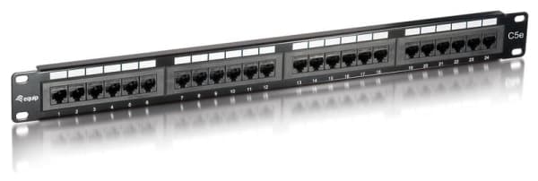 Patchpanel UTP RJ45 cat5E 24 ports Noir