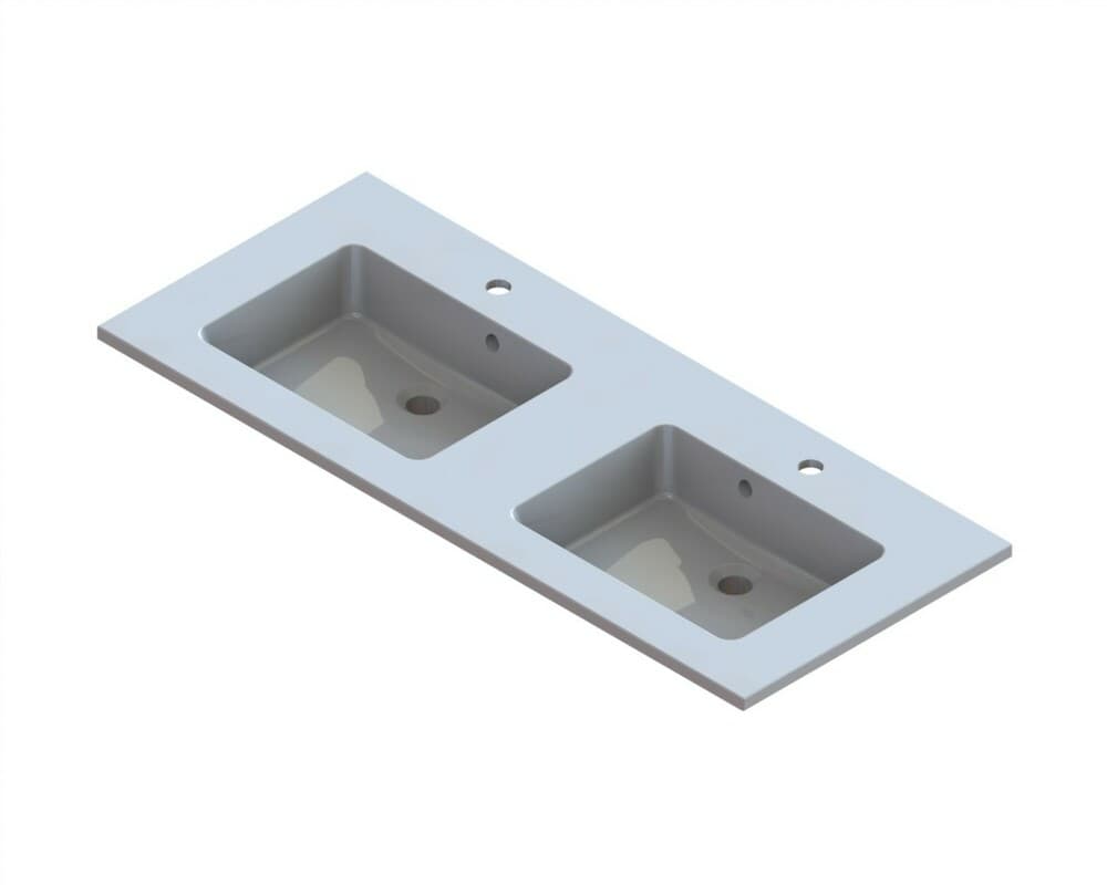 intro Taz tablette intégrée marbre minéral avec 2lavabos 1200x500mm blanc