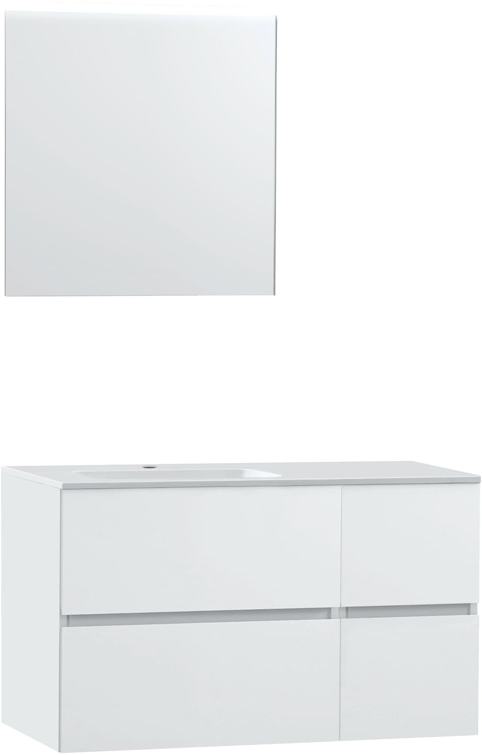MEUBLE MOLTO POUDRE BLANC 105 GAUCHE MARBRE SYNTHETIQUE MIROIR