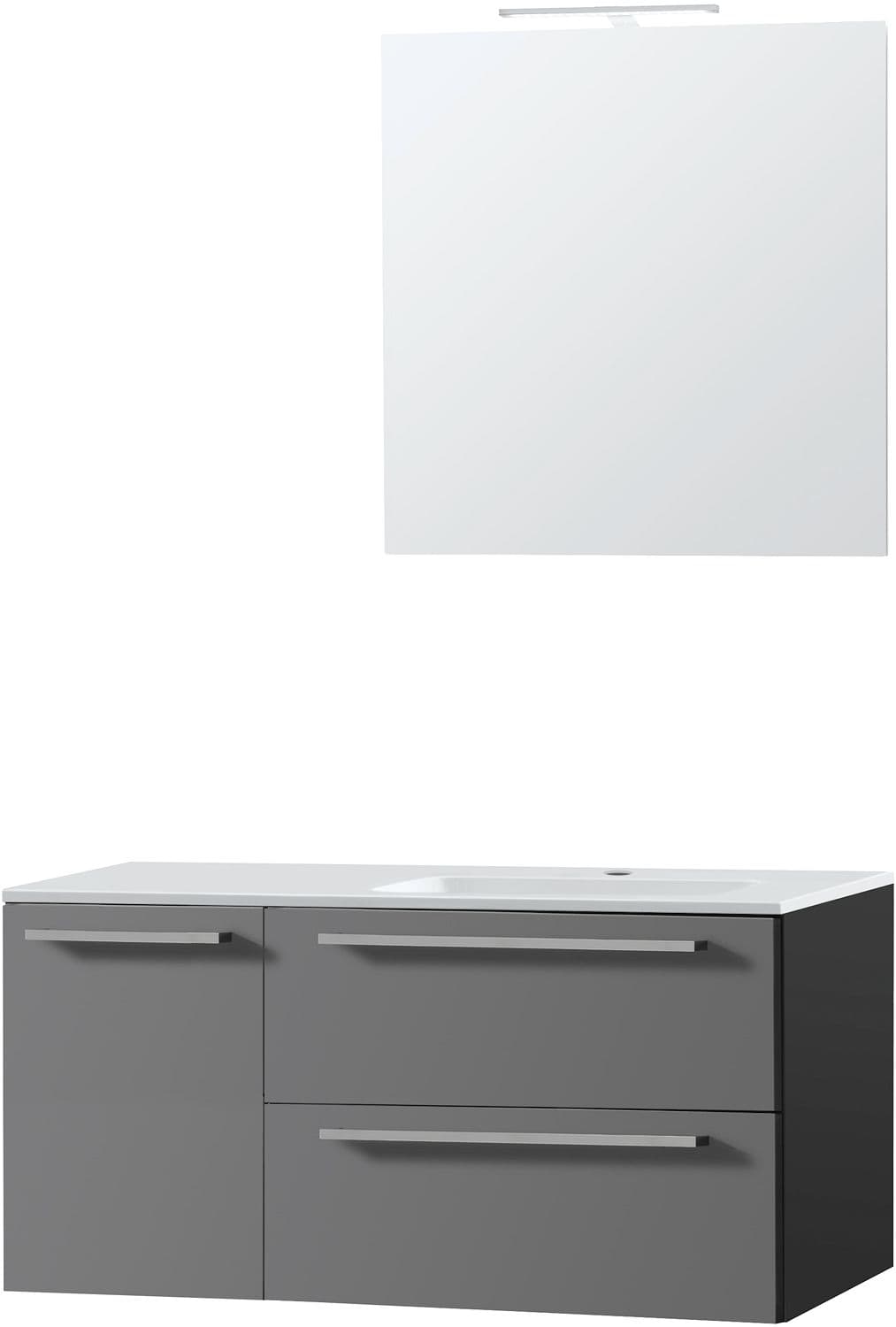 MEUBLE COMBO UNI ARDOISE 105 DROITE MARBRE SYNTHETIQUE MIROIR