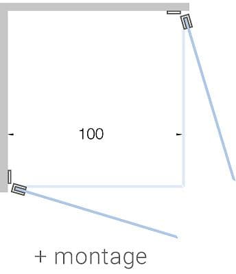 PORTE PIVOTANTE ACCES D'ANGLE CLOSE JUSQU'A 100CM H200CM CLAIR-BLANC MAT+ MONTAGE