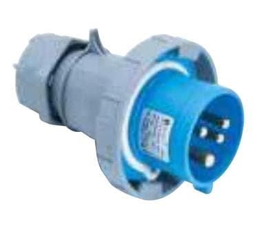 Fiche CEE mâle 4 x 32A 200 - 250Vac 9h Bleu IP67 avec raccords à visser