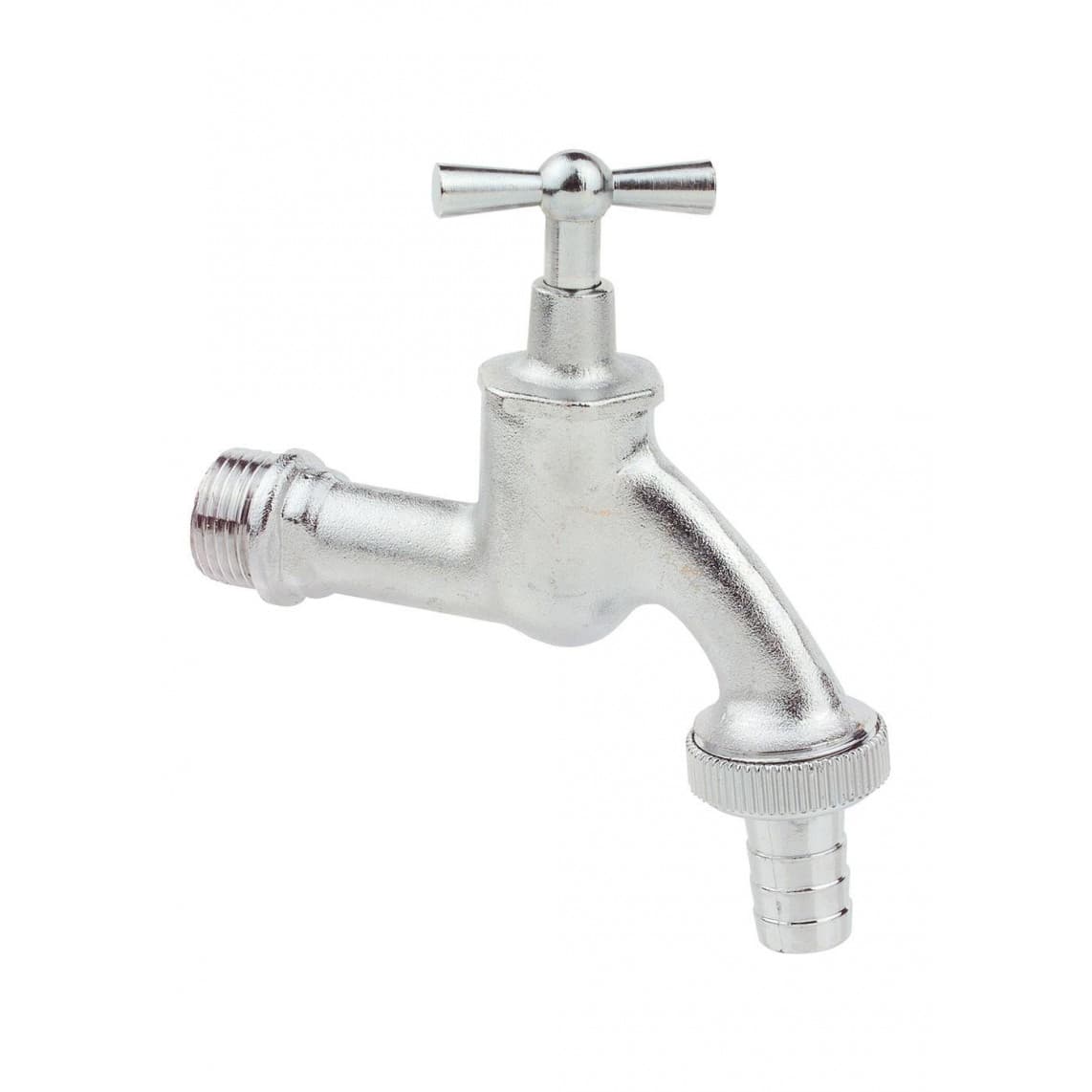 986180155 LT robinet de service Poignée à garrot, chromé mat, 1/2" M x 3/4" M x 1/2"T