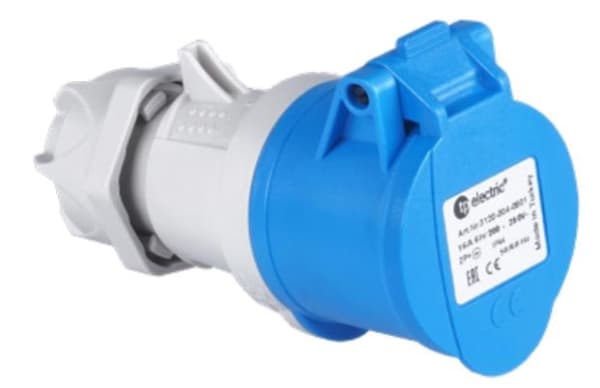 Fiche CEE femelle 4 x 32A 200 - 250Vac 9h Bleu IP44 avec raccords à visser