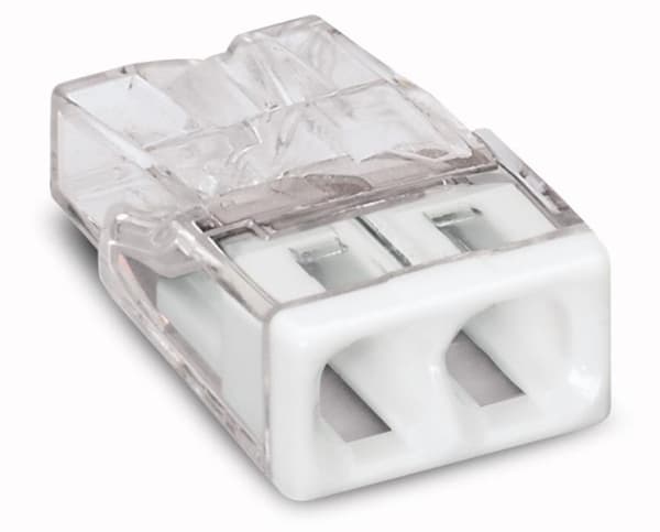 Borne pour boîtes de dérivation COM borne pour 2 conducteurs couleur du boîtier transparent, Blanc