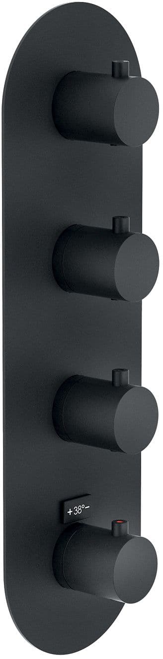 SET DE FINITION THERMOSTAT+3 ROBINETS D'ARRET LIVE NOBILI NOIR MAT