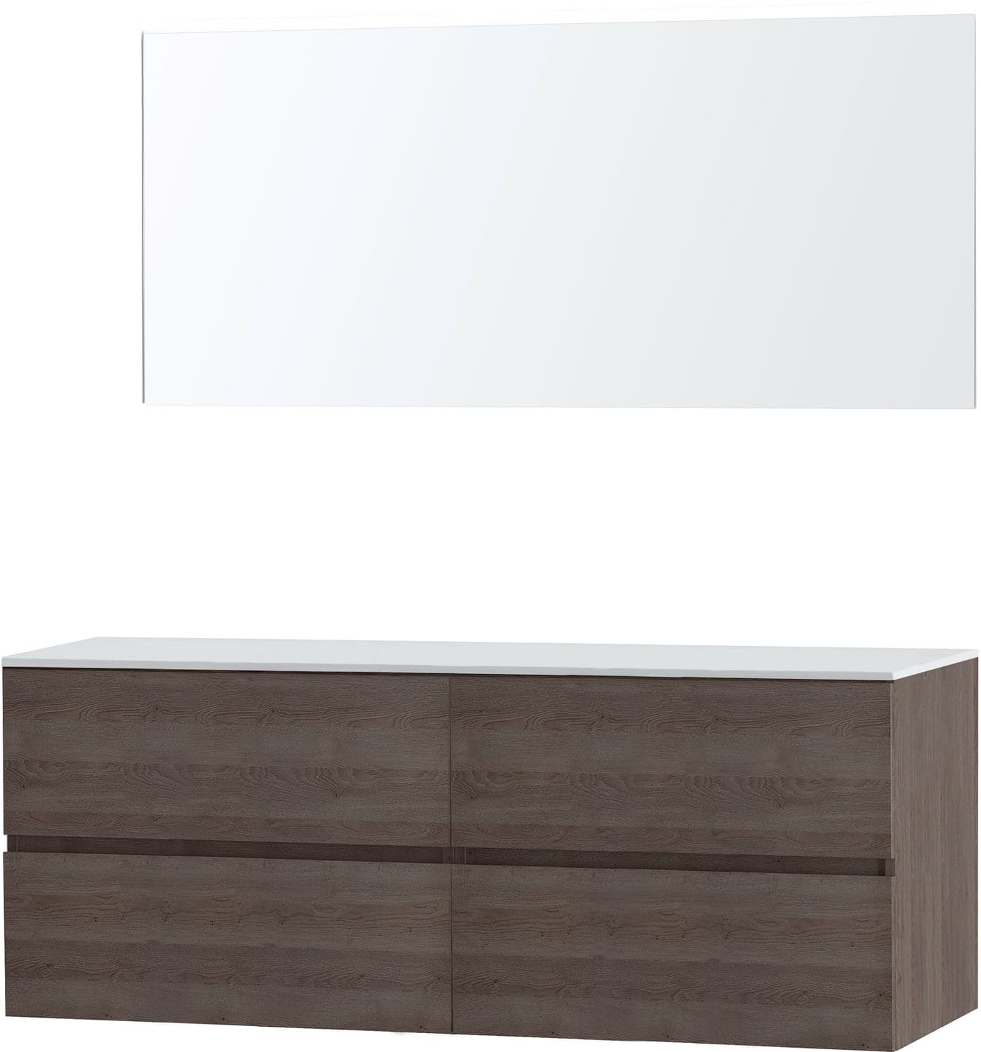 MEUBLE MOLTO CHENE GRIS 160 POUR LAVABO A POSER SOLID MIROIR