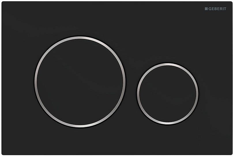 PLAQUE DE COMMANDE 2 TOUCHES SIGMA20 GEBERIT NOIR SATIN-CHROOM BRILLANT EASY-TO-CLEAN