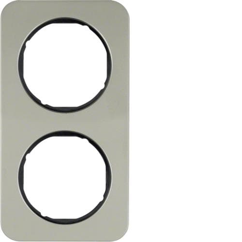 Plaque de recouvrement 2 postes Berker R.1 Inox / Noir