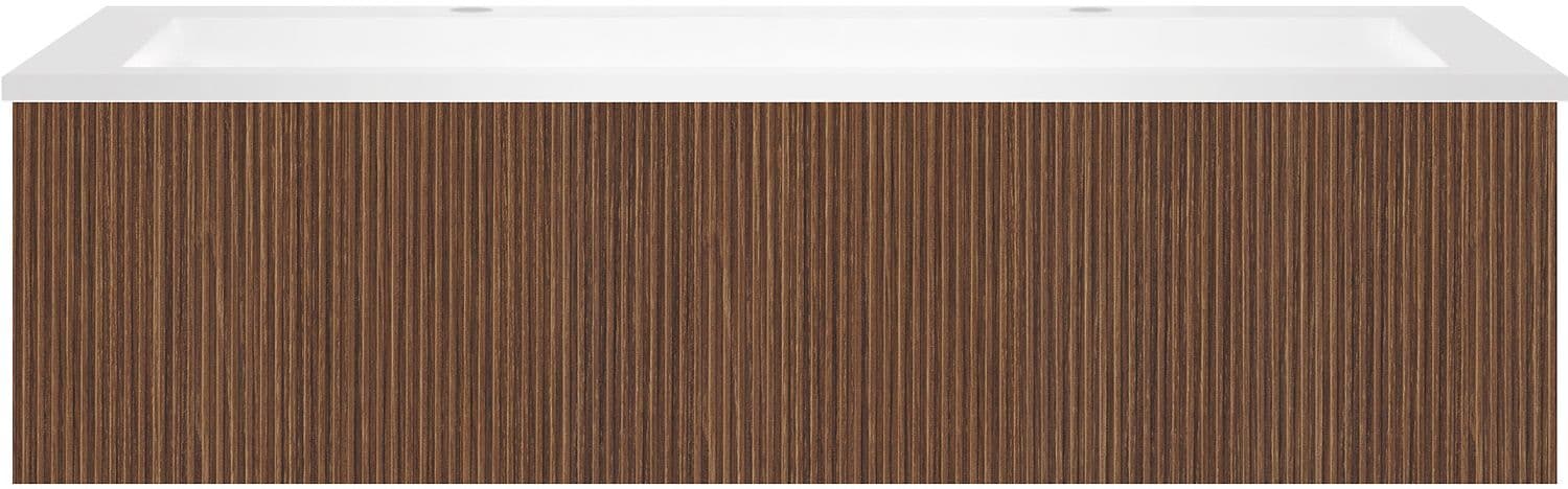 SOUS MEUBLE COFFEE 1 TIROIR 120 NOYER SMARTLINE + LAVABO 2 TROUS ROBINET EN MARBRE SYNTHETIQUE BL.M