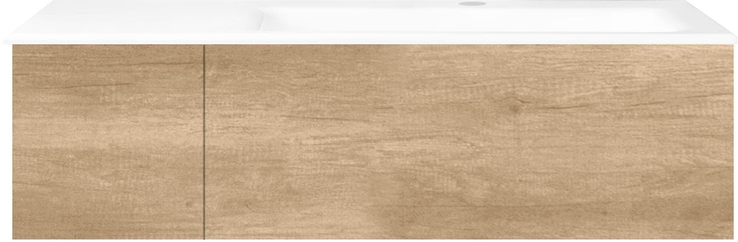 SOUS MEUBLE COFFEE 2 TIROIRS 110 CHENE DECOR CACHMIRE +LAVABO DROITE PORCELAINE BLANC