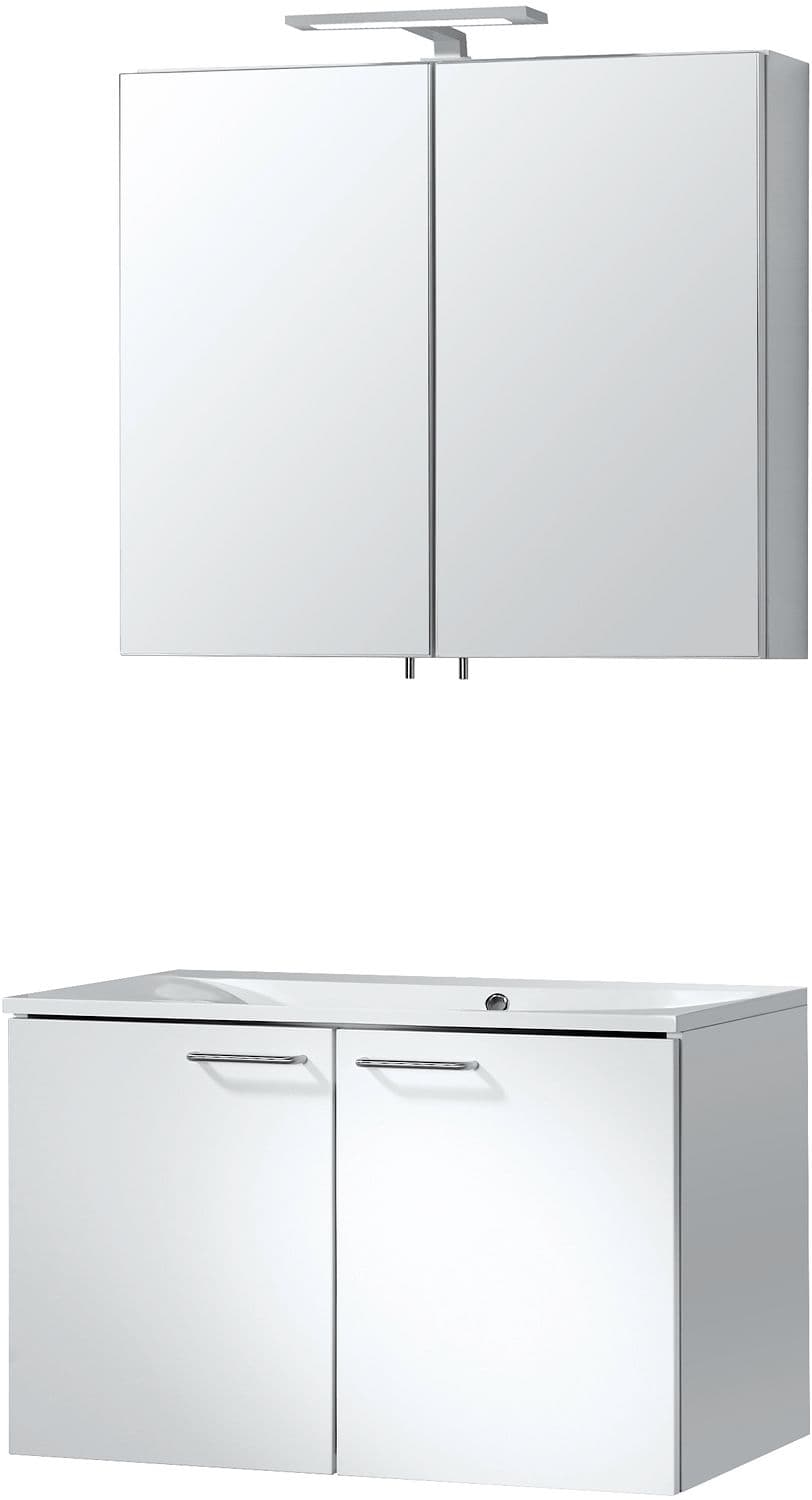 MEUBLE BIZZY 80/80 AVEC ARMOIRE TOILETTE 80 AVEC ECLAIRAGE BLANC
