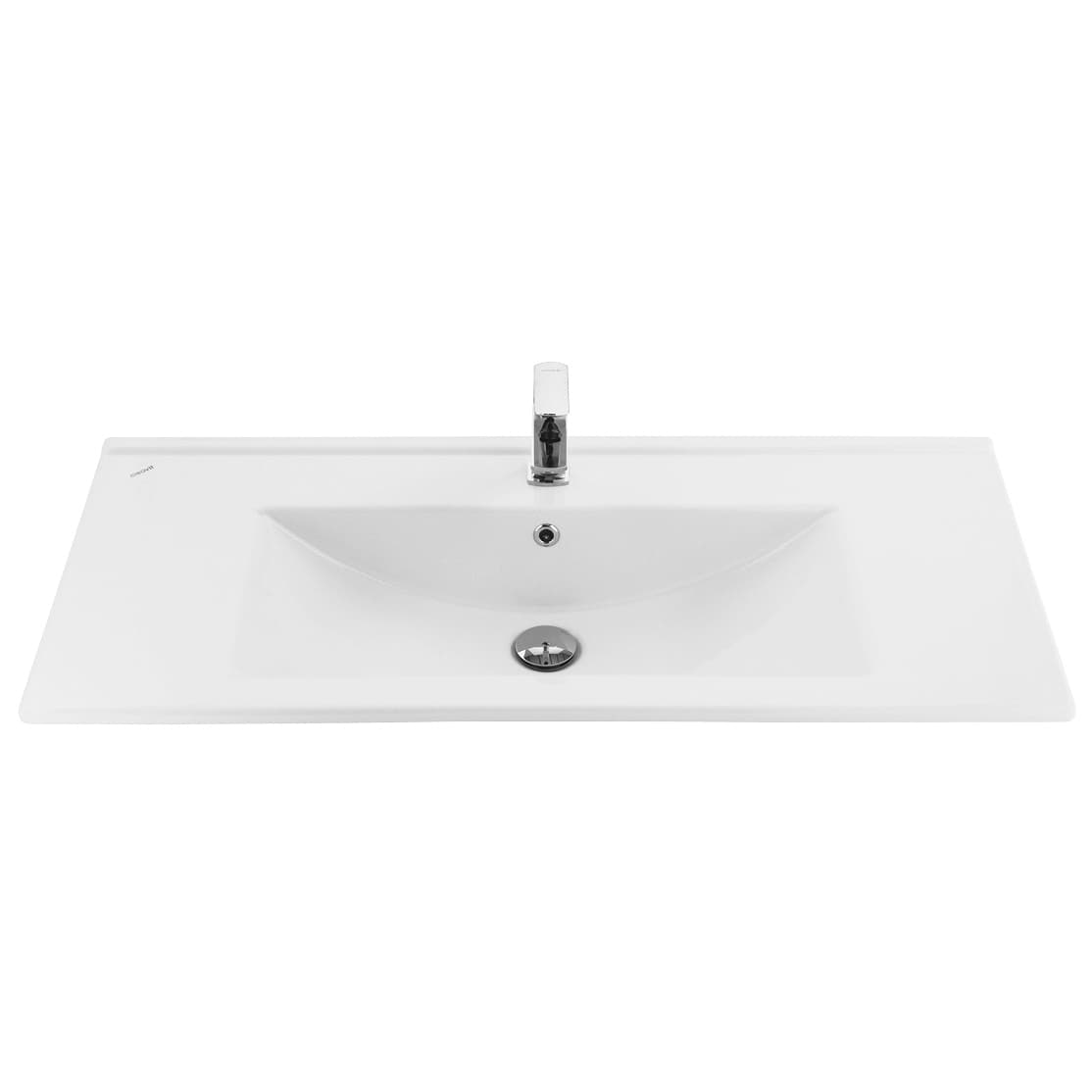 SU LAVABO - 1 LAVABO - AVEC TROU DE ROBINET - CÉRAMIQUE - 100X45 CM - BLANC BRILLANT