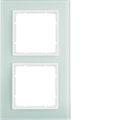 Plaque de recouvrement 2 postes Berker B.7 Verre, Blanc polaire