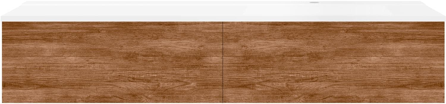 SOUS MEUBLE COFFEE 2 TIROIRS 160 TECTONA DECOR CANNELLE+LAVABO DROITE BLANC MAT
