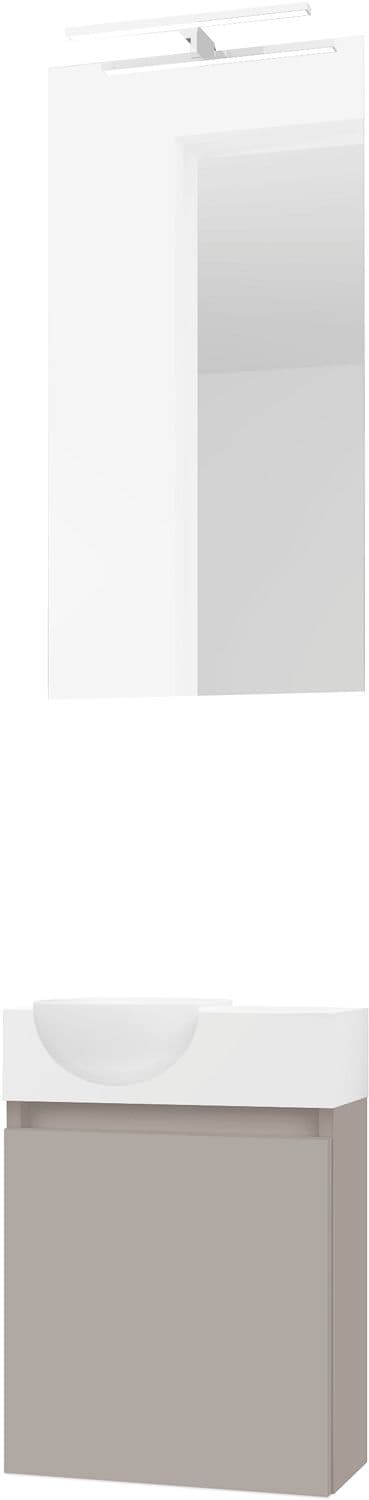 LAVE-MAINS FORM MINI QUO GAUCHE/ 1 PORT/MIROIR LUMIERE LED POUDRE GRIS