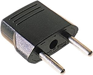 Adaptateur Etats-Unis vers Europe - fiche 2 pôles mâle EU / prise 2 pôles USA - Noir