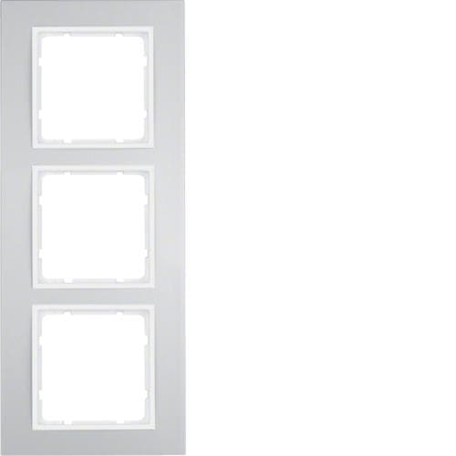 Plaque de recouvrement 3 postes Berker B.3 Alu, Alu / Blanc polaire
