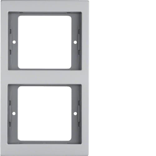 Plaque de recouvrement 2 postes pour montage vertical Berker K.5 Alu