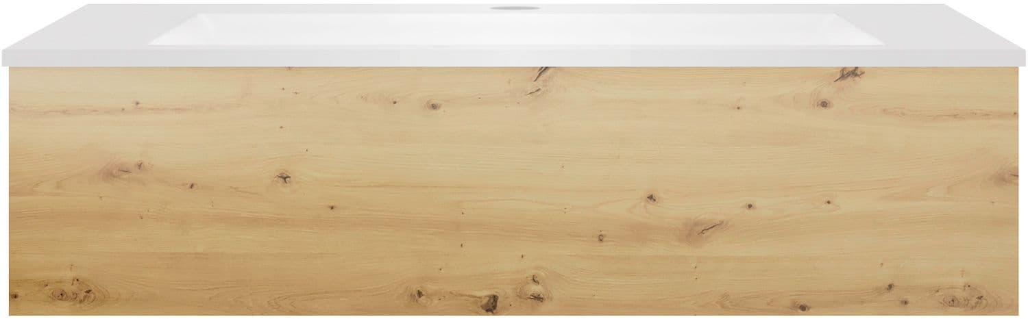 SOUS MEUBLE COFFEE 1 TIROIR 120 CHENE DECOR URBAN+LAVABO EN MARBRE SYNTHETIQUE BLANC