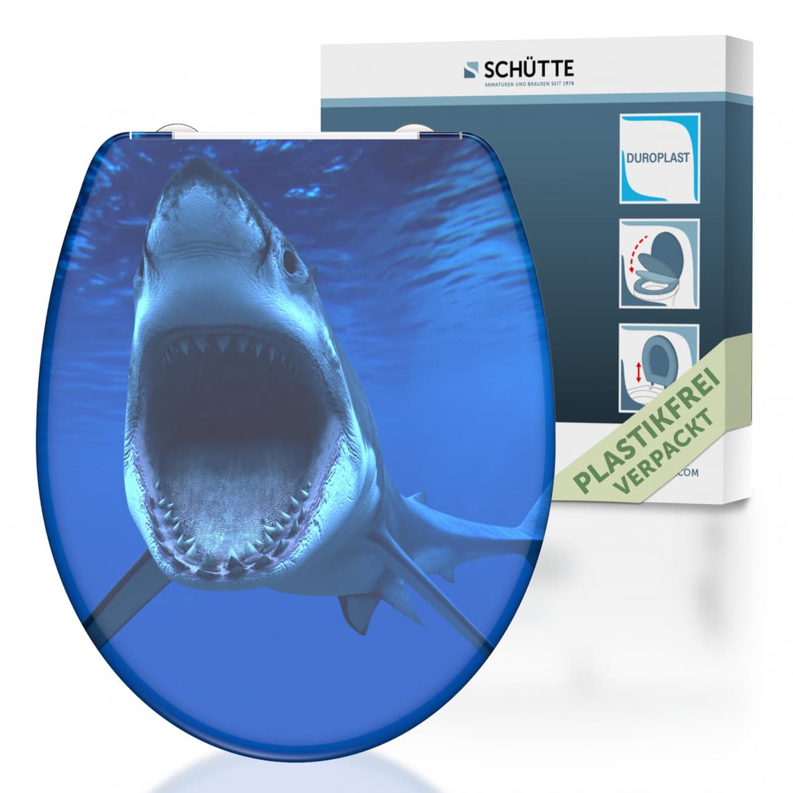 82371 abattant WC en Duroplast SHARK, avec frein de chute et déclipsable
