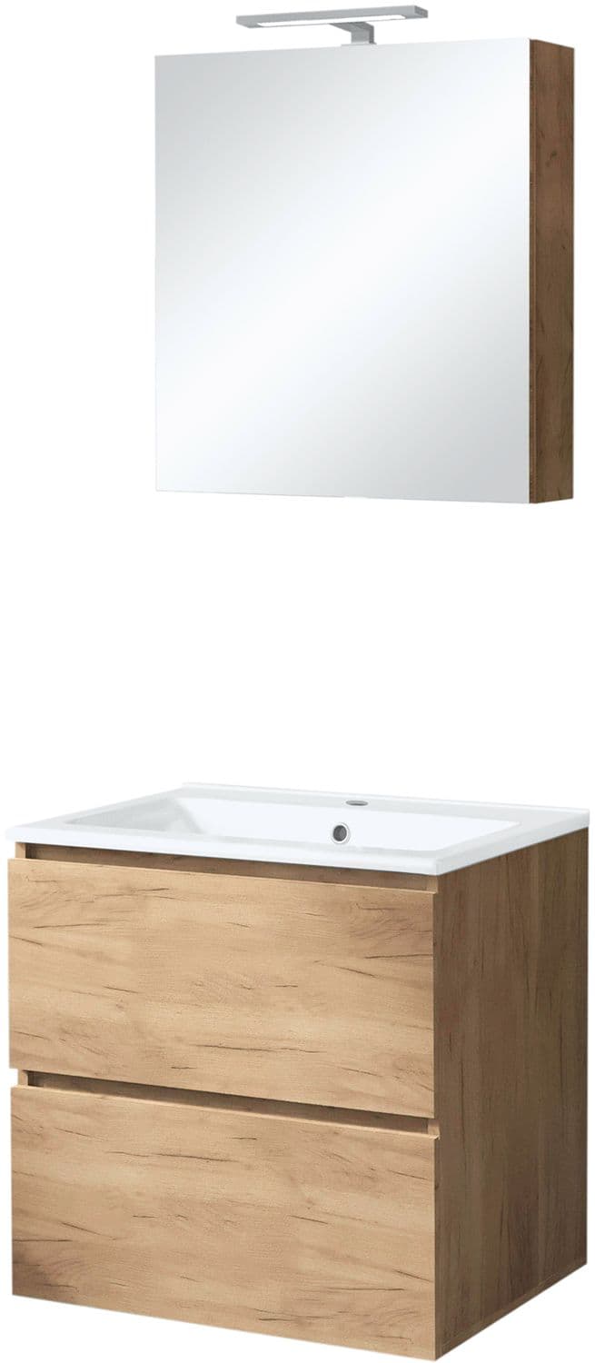 MEUBLE ICE SOLO ARMOIRE TOILETTE AVEC ECLAIRAGE 60CM CHENE GRIS