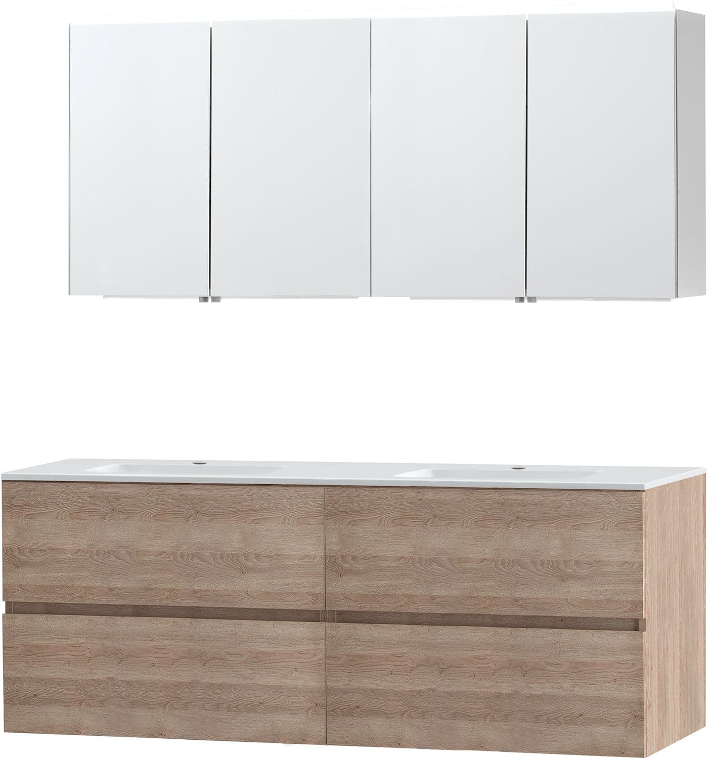 MEUBLE MOLTO CHENE NATUREL 160 MARBRE SYNTHETIQUE ARMOIRE TOILETTE