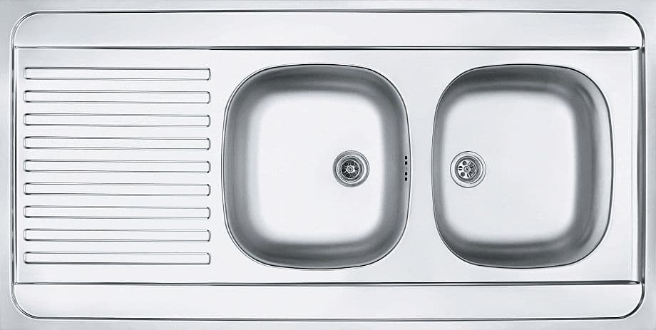 EVIER A POSER MAN FRANKE 2 BAC+EGOUTTOIR 120X60 AVEC SIPHON+ SET DE VIDAGE INOX