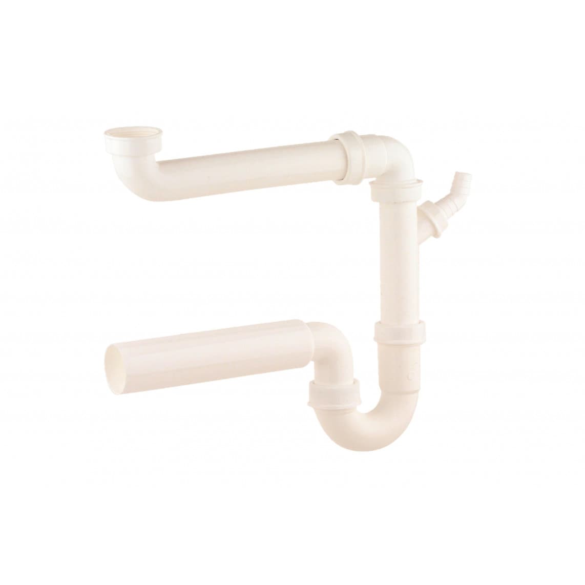 98833648 KS siphon tubulaire gain de place pour évier, blanc, 1 1/2" F x 50 mm, avec 3/4" Raccordement de l'appareil