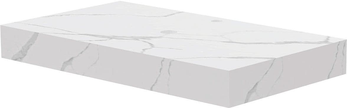 TABLET MARBRE CERAMIQUE PURO L90 H10 1VIDAGE/TROU ROBINET WHITE CALACATTA
