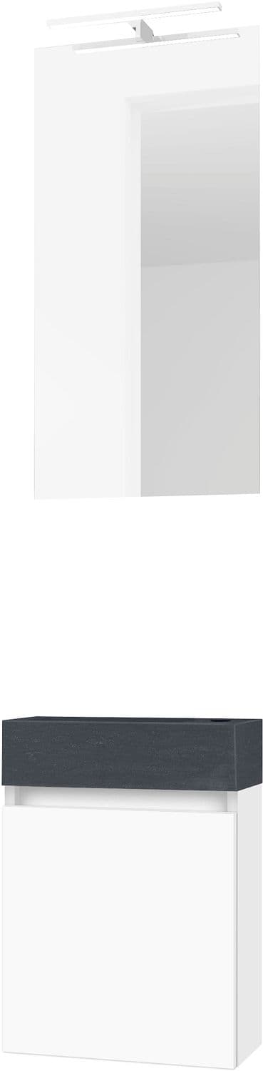 LAVE-MAINS FORM MINI STONE/ 1 PORT/MIROIR/LUMIERE LED BLANC