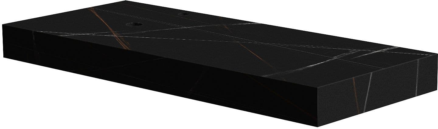 TABLET MARBRE CERAMIQUE PURO L120 H10 1VIDAGE/TROU ROBINET GAUCHE BAMBOO BLACK