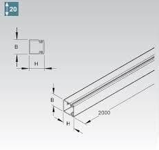 Goulotte hauteur 20 largeur 20mm longueur = 2m Gris