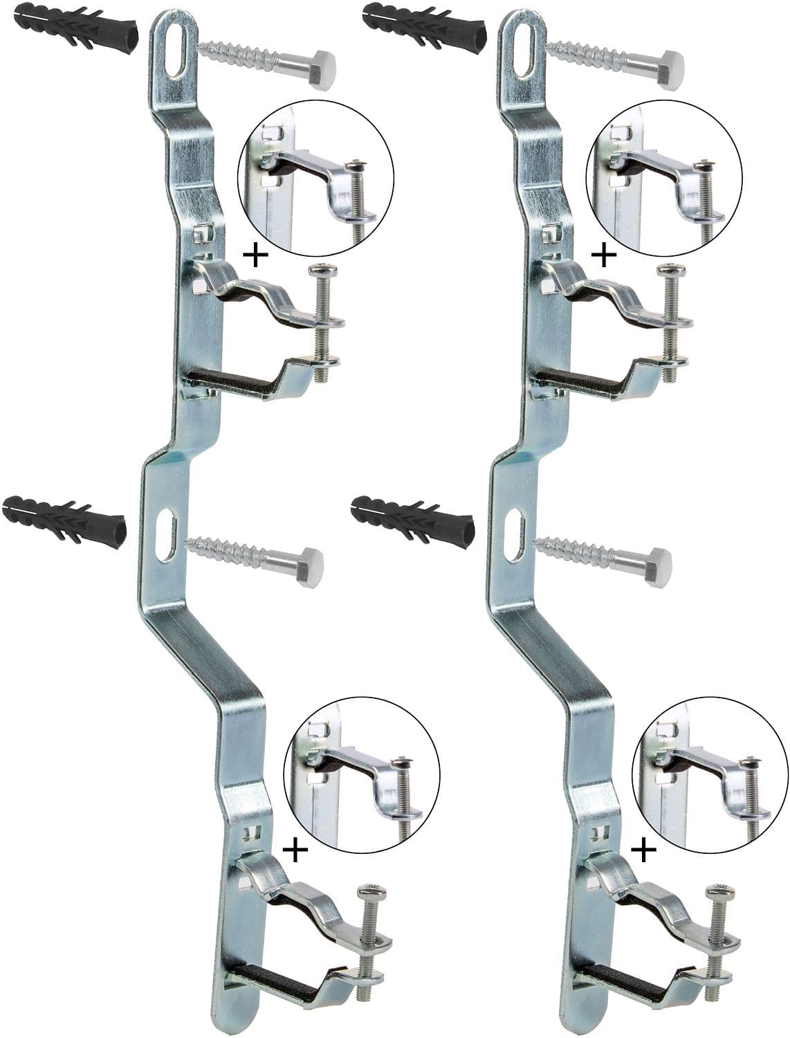 SUPPORTS UNIVERSELS DOUBLES POUR COLLECTEURS + FIXATION (SET 2 PIECES)