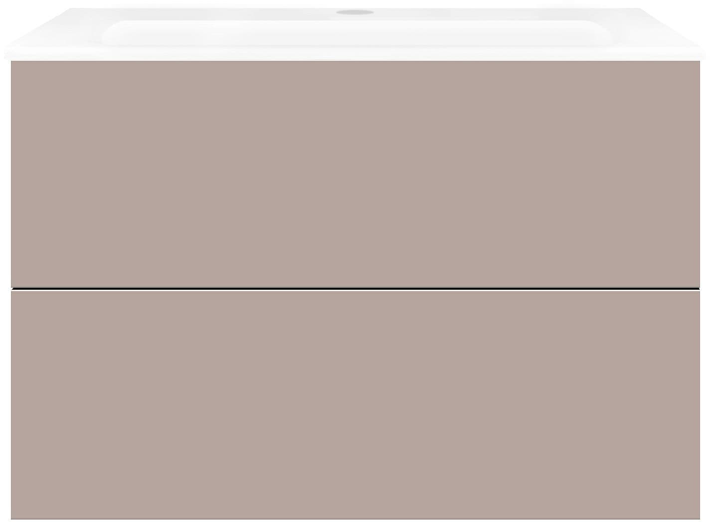 SOUS MEUBLE COFFEE 2 TIROIRS 90 GRIS BASALTE MAT +LAVABO PORCELAINE BLANC