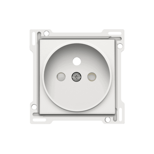 Set de finition pour prise de courant avec broche de terre et obturateurs de protection, profondeur d’encastrement de 21 mm, couleur white