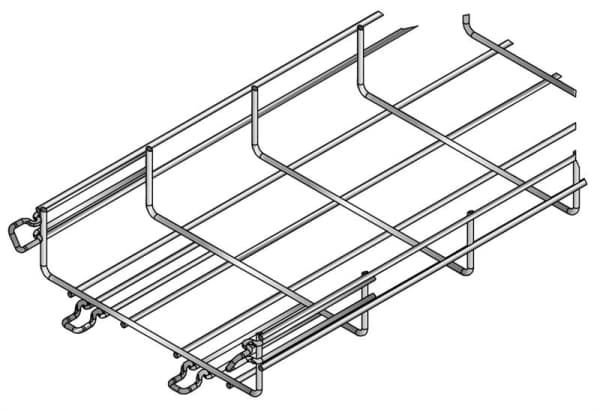 Treillis à câbles encliquetable, hauteur = 54mm, largeur = 200mm, longueur = 3m, électrozingué