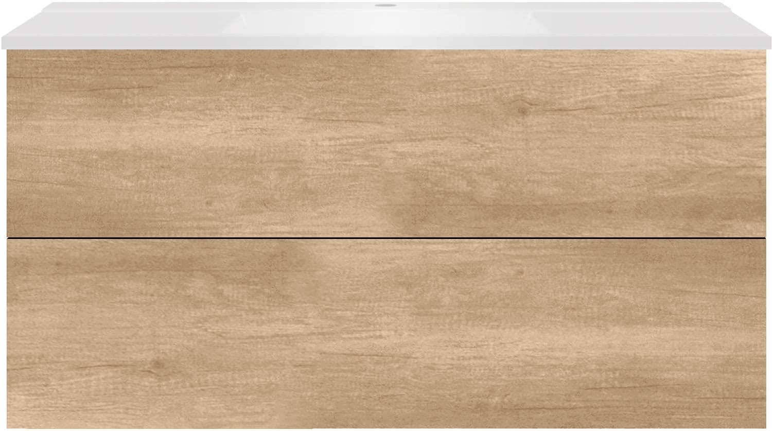 SOUS MEUBLE COFFEE 2 TIROIRS 120 CHENE DECOR CACHMIRE+LAVABO BLANC MAT