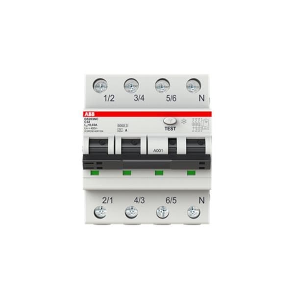 Disjoncteur différentiel 3 pôles + N, courbe C, 32A, 30mA, 6kA type A