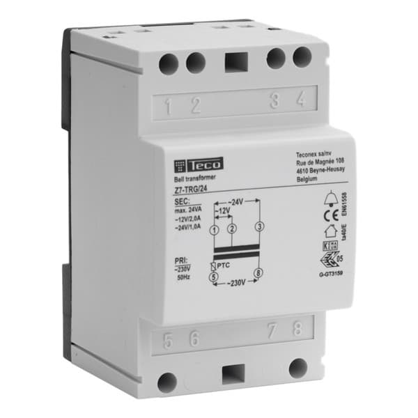 Transformateur de sonnerie 24VA 230Vac - 12 / 24Vac