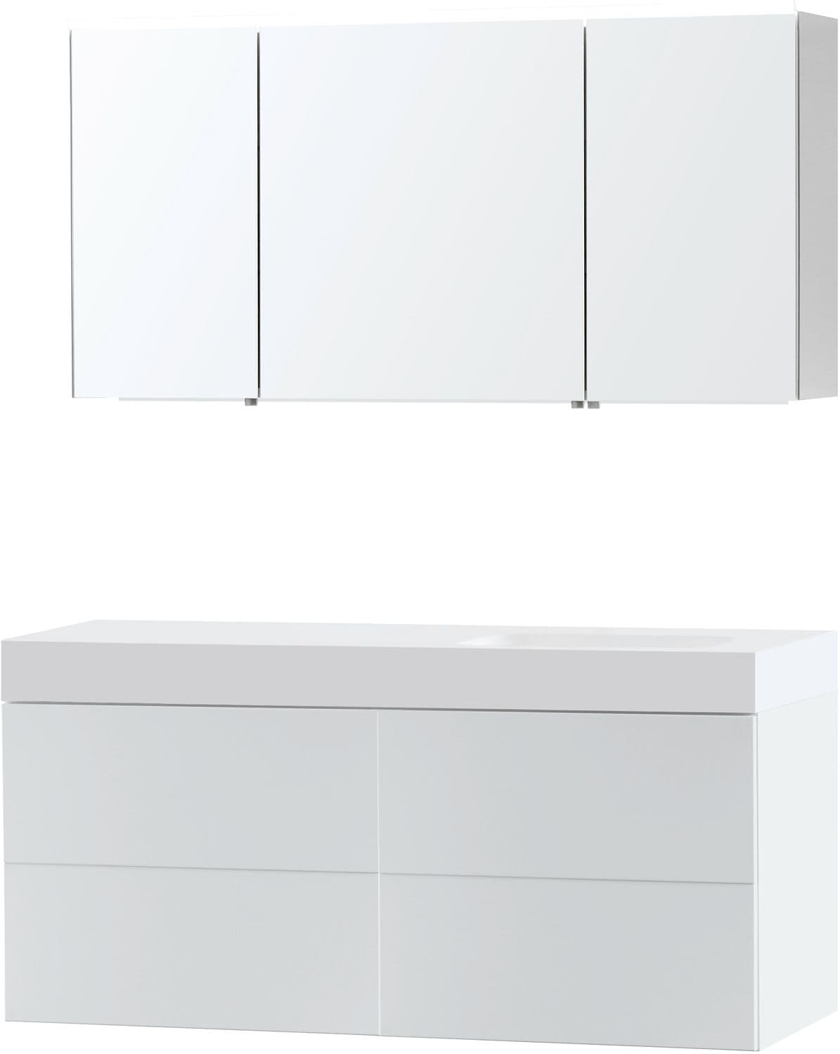 MEUBLE PURO SOLO BLANC ASYMETRIQUE 140 DROITE SOLID PURO ARMOIRE TOILETTE