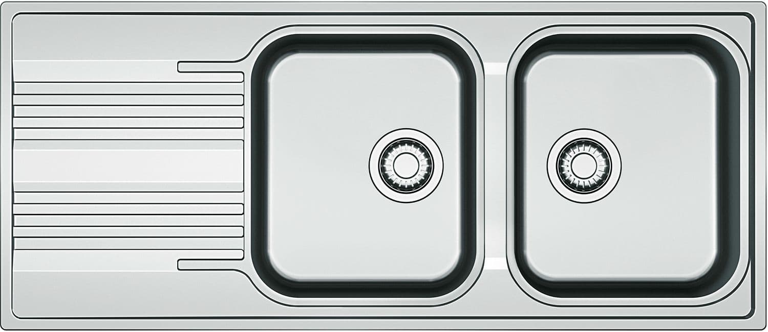 EVIER ENCASTRE SMART FRANKE 2BACS+EGOUTTOIR 116X50 INCLUS SET EVACUATION AVEC SIPHON