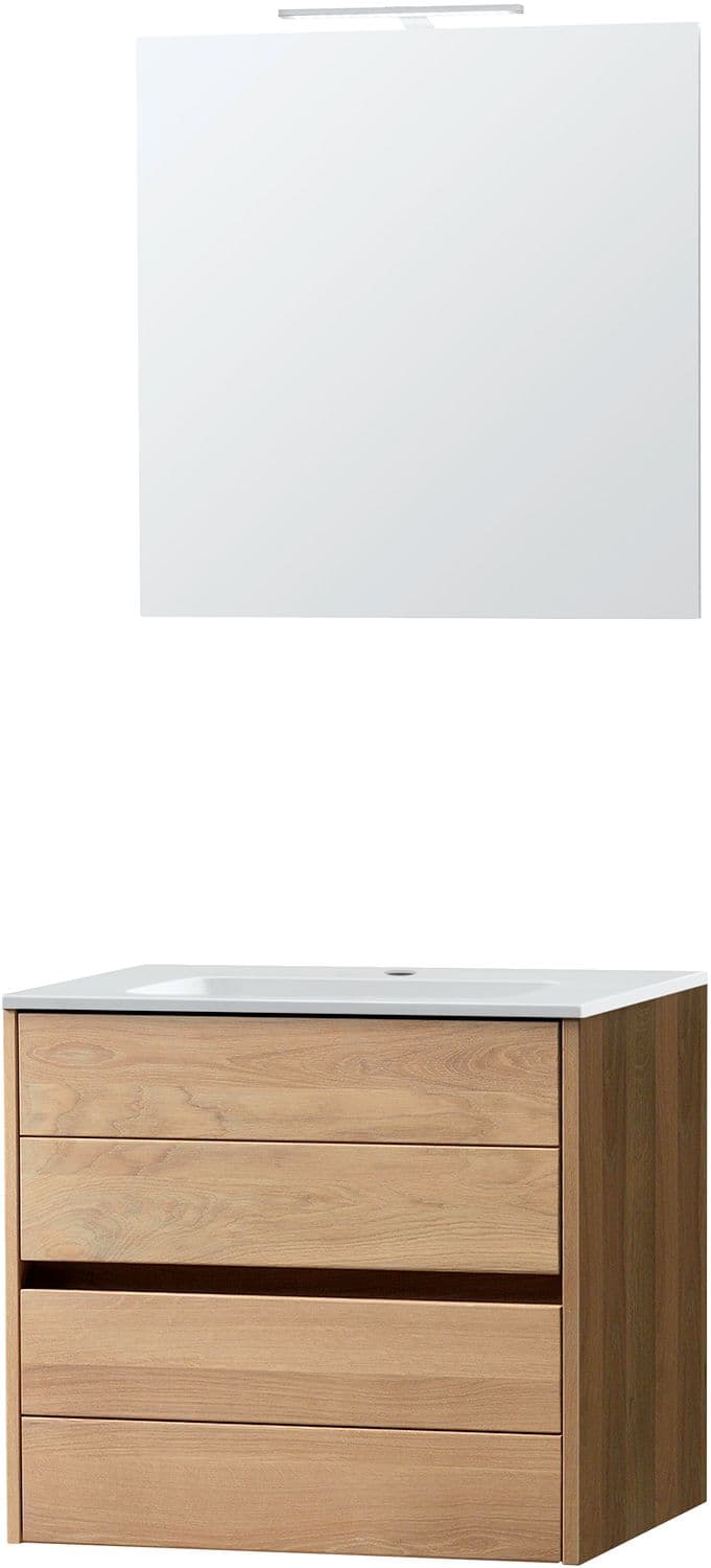 MEUBLE COMBO CHENE MASSIF 70 MARBRE SYNTHETIQUE MIROIR