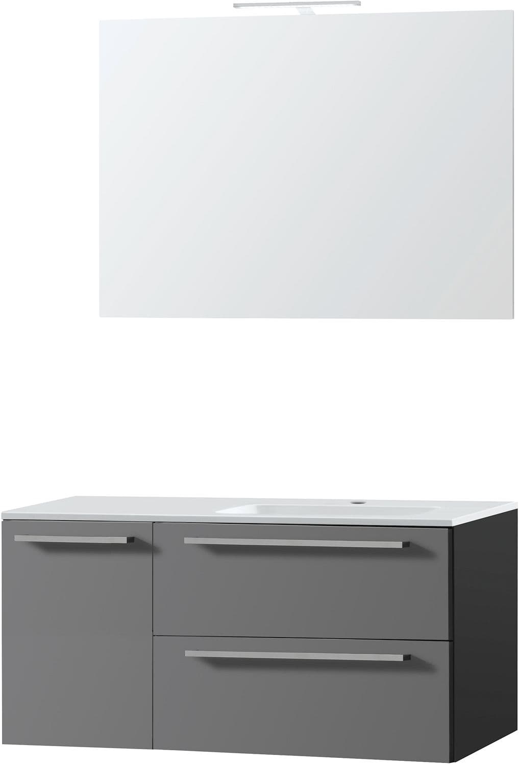 MEUBLE COMBO UNI ARDOISE 105 DROITE MARBRE SYNTHETIQUE MIROIR 100