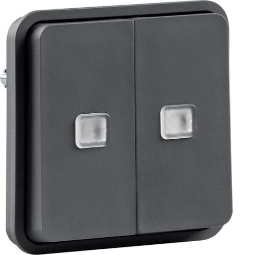 Double poussoir inverseur lumineux Cubyko, Gris, NO + NF, qu