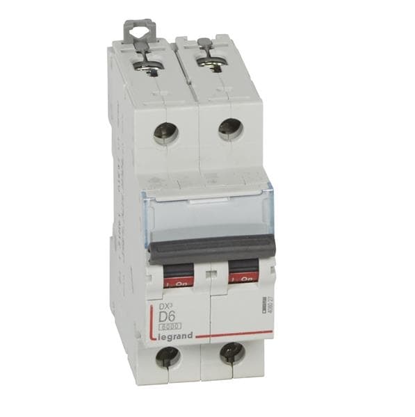 Disjoncteur DX³ 6000A / 10kA 2 pôles courbe D 06A 400V 2 modules