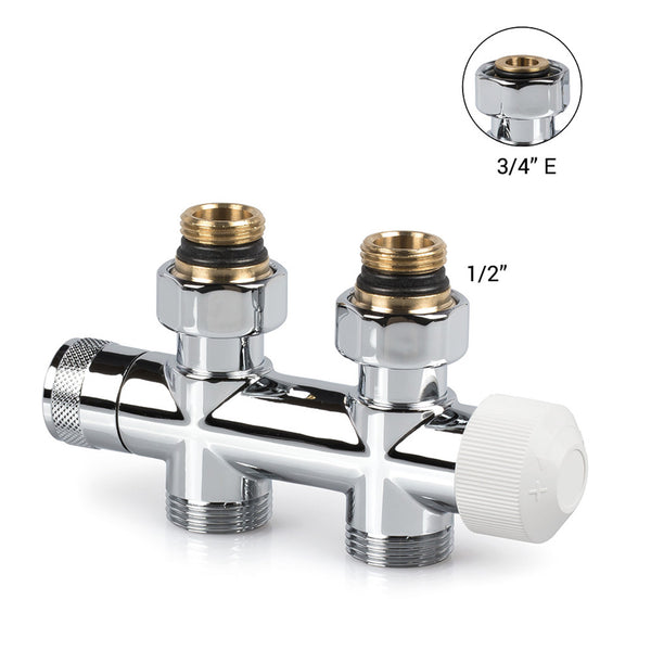 CORPS DE VANNE DESIGN ÉQUERRE BLANC 3/4’’ EK 1/2’’ M30