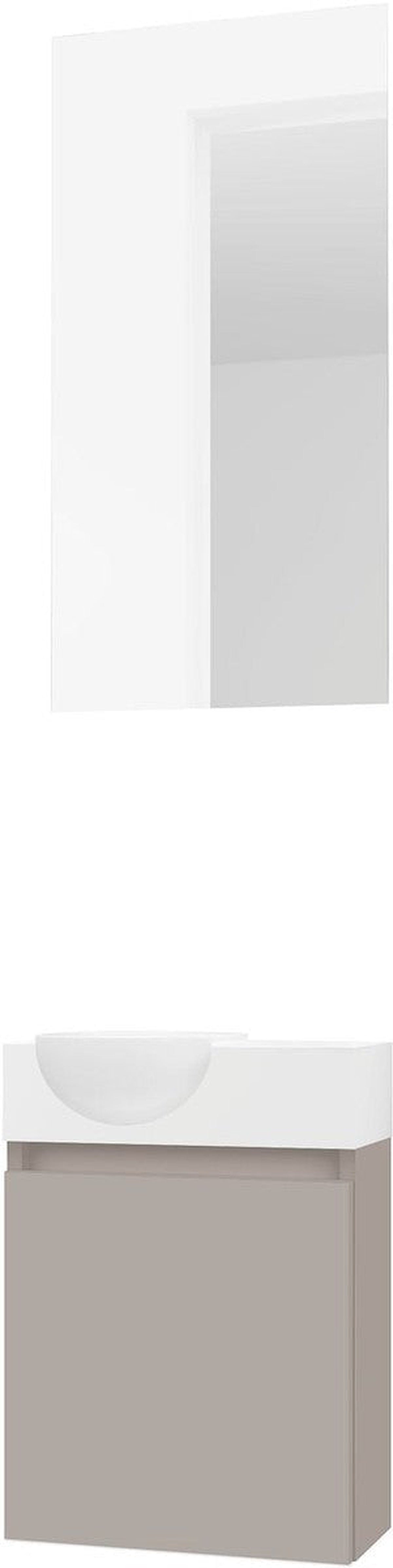 Compacte wastafel met geïntegreerde spiegel