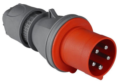 Fiche CEE mâle 5 x 63A avec contact pilote 380 - 415Vac Rouge IP44