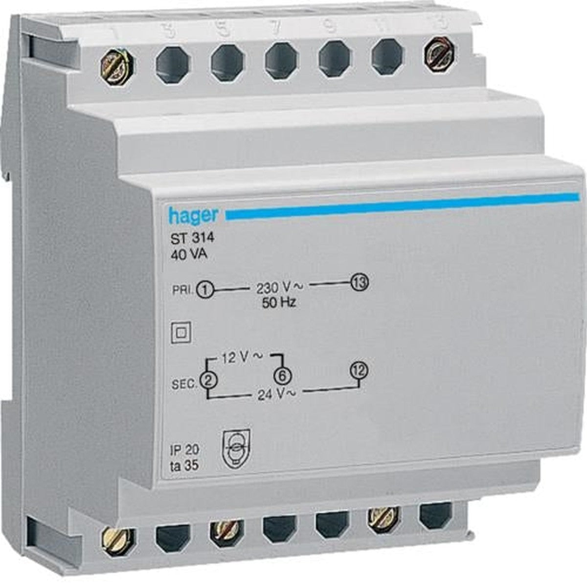 Transformateur - 220V / 12 - 24V - 40Va - 4 modules